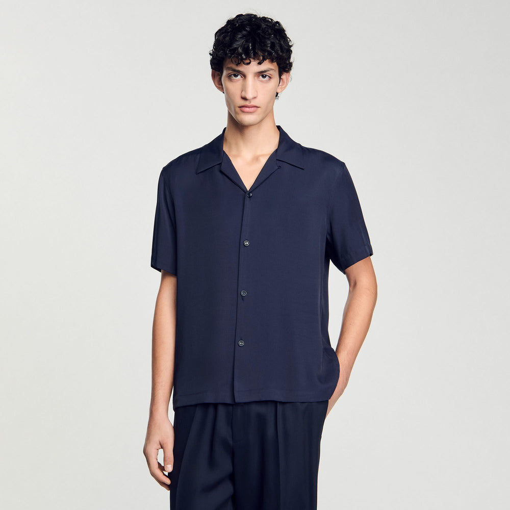 Shark collar shirt Midnight Blue Sandro Men
