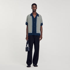 Short-sleeved patterned shirt Dark Blue Sandro Men