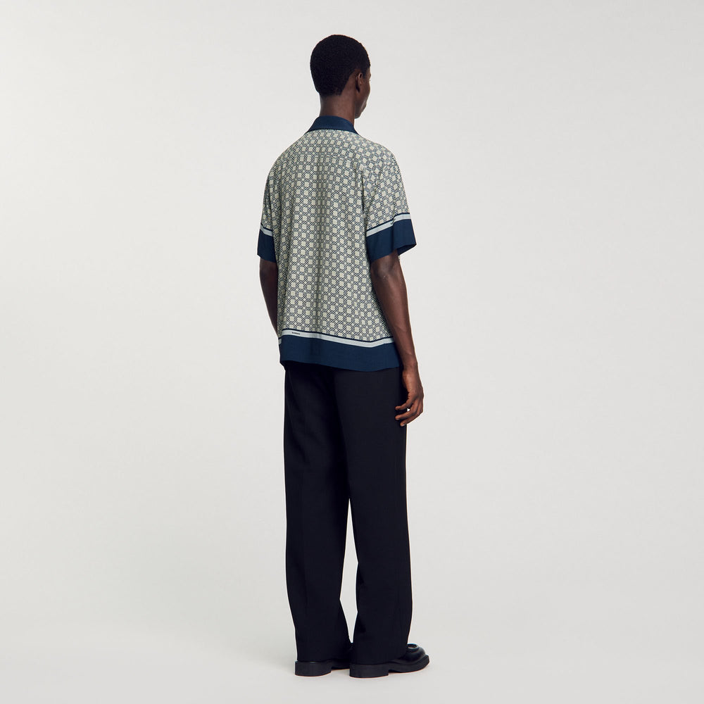 Short-sleeved patterned shirt Dark Blue Sandro Men