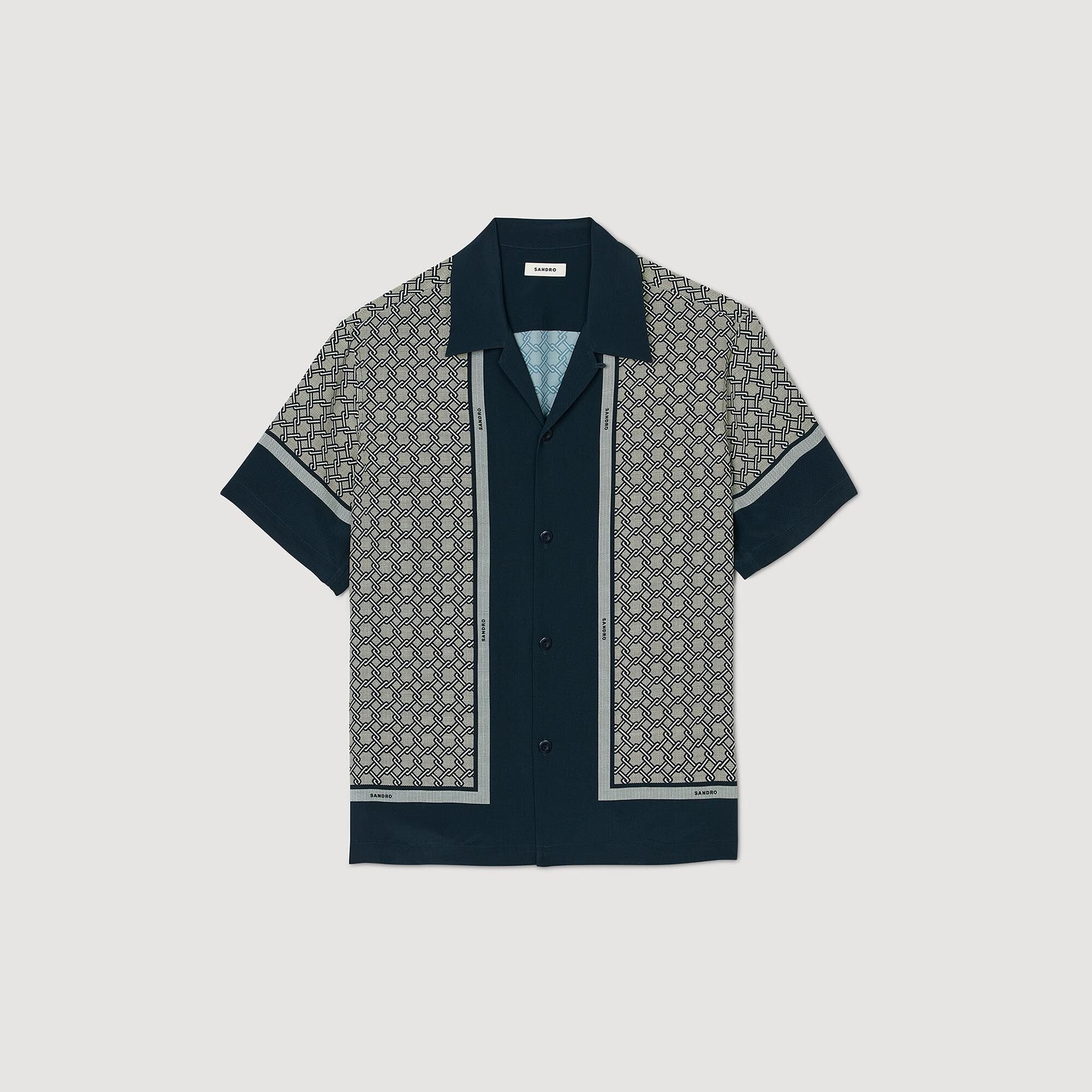 Short-sleeved patterned shirt Dark Blue Sandro Men