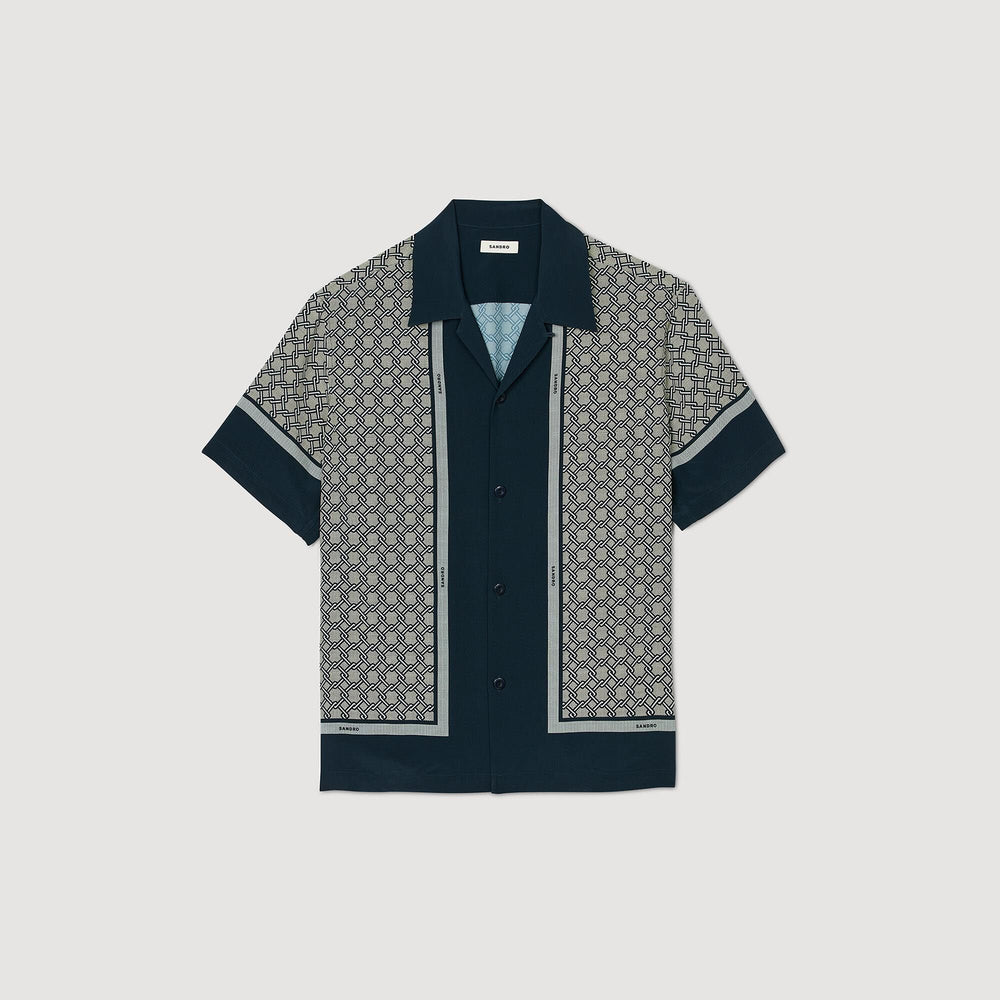 Short-sleeved patterned shirt Dark Blue Sandro Men