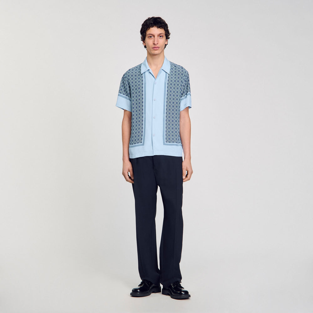Short-sleeved patterned shirt Chambray Sandro Men