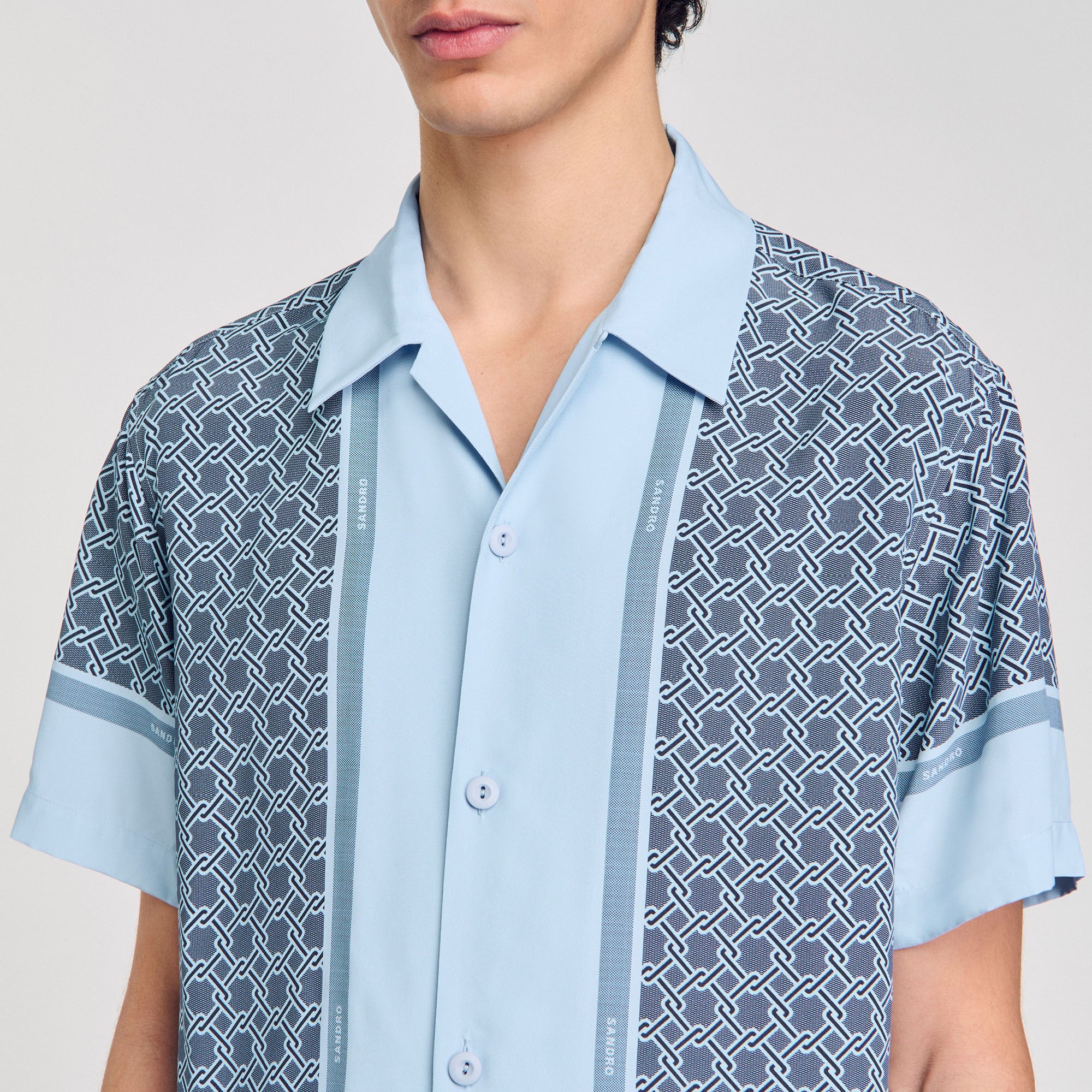 Short-sleeved patterned shirt Chambray Sandro Men