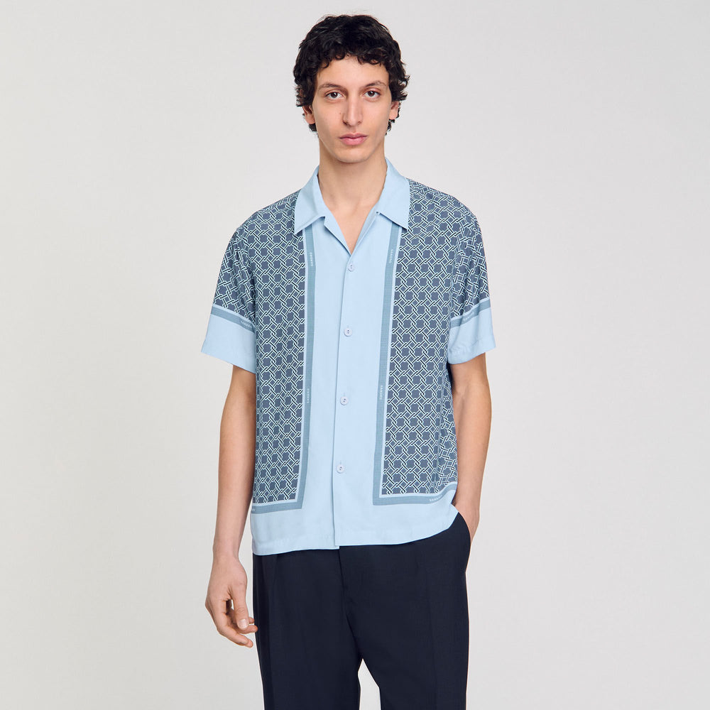 Short-sleeved patterned shirt Chambray Sandro Men