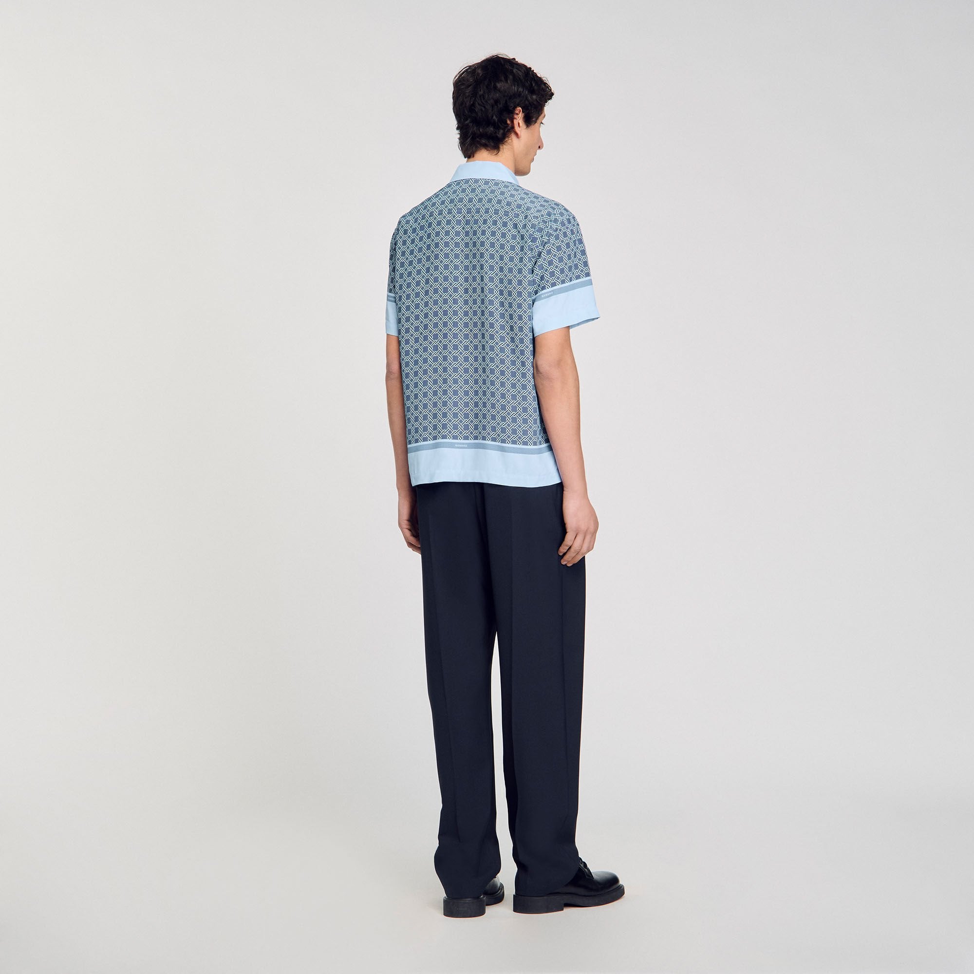 Short-sleeved patterned shirt Chambray Sandro Men
