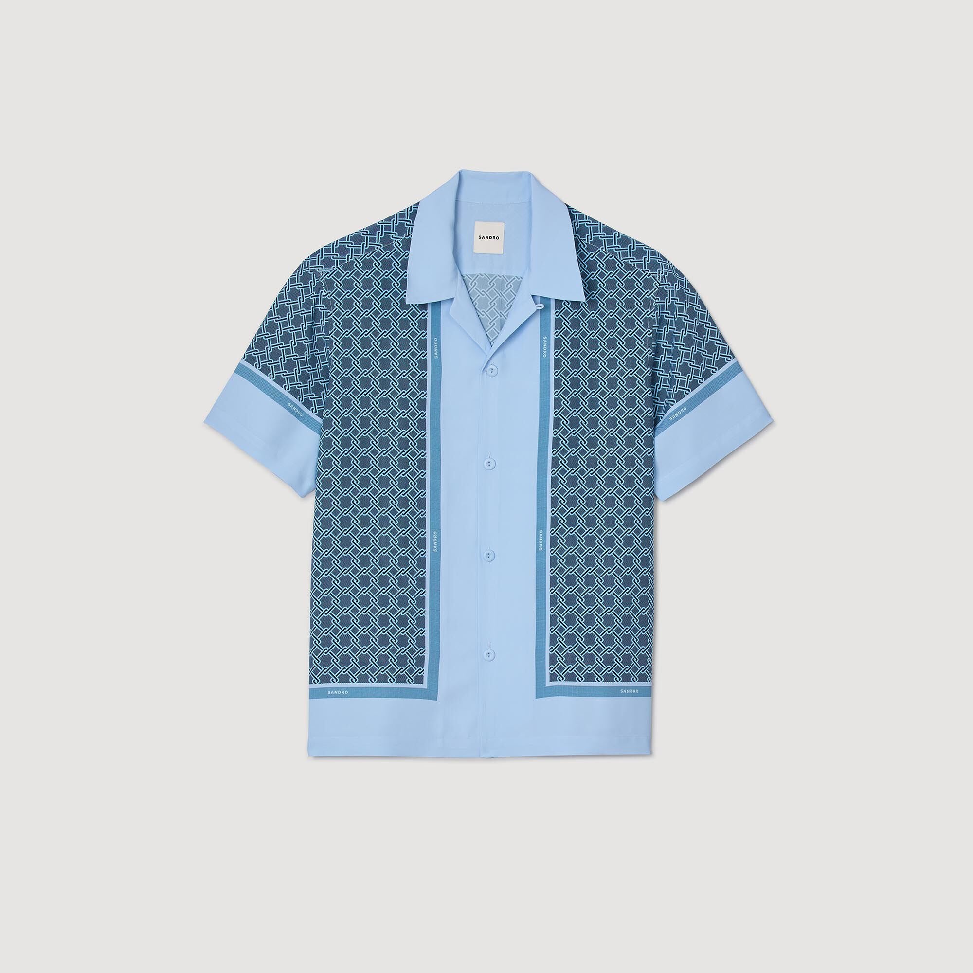 Short-sleeved patterned shirt Chambray Sandro Men