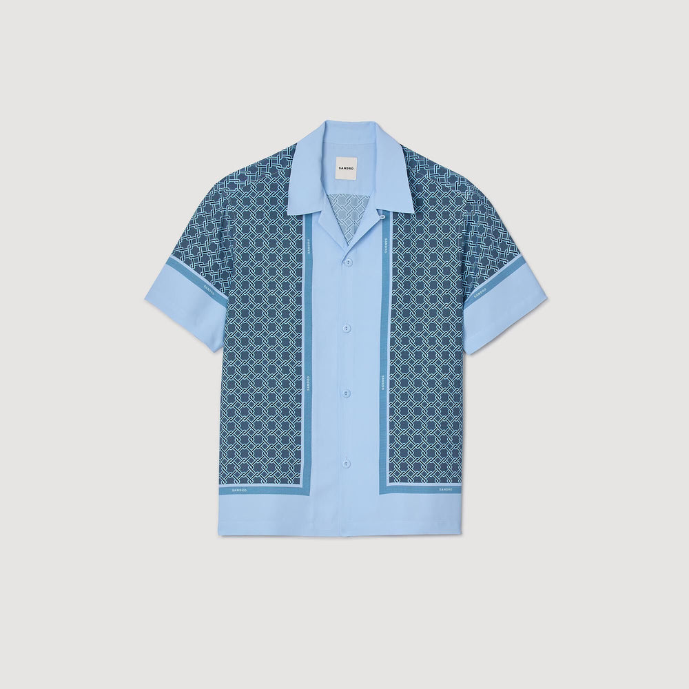 Short-sleeved patterned shirt Chambray Sandro Men