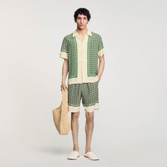 Short-sleeved patterned shirt Super Green Sandro Men