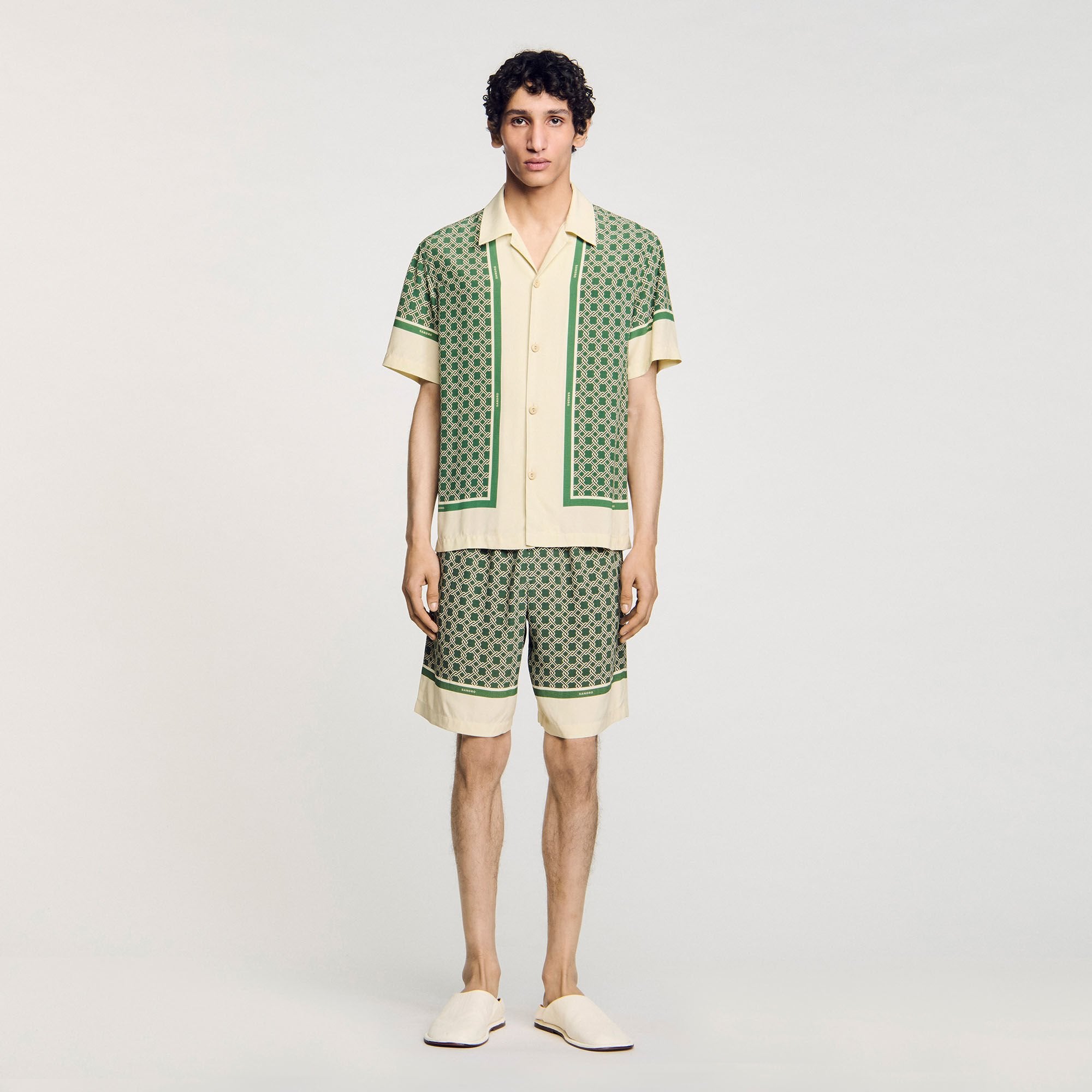 Short-sleeved patterned shirt Super Green Sandro Men