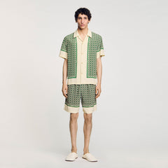 Short-sleeved patterned shirt Super Green Sandro Men