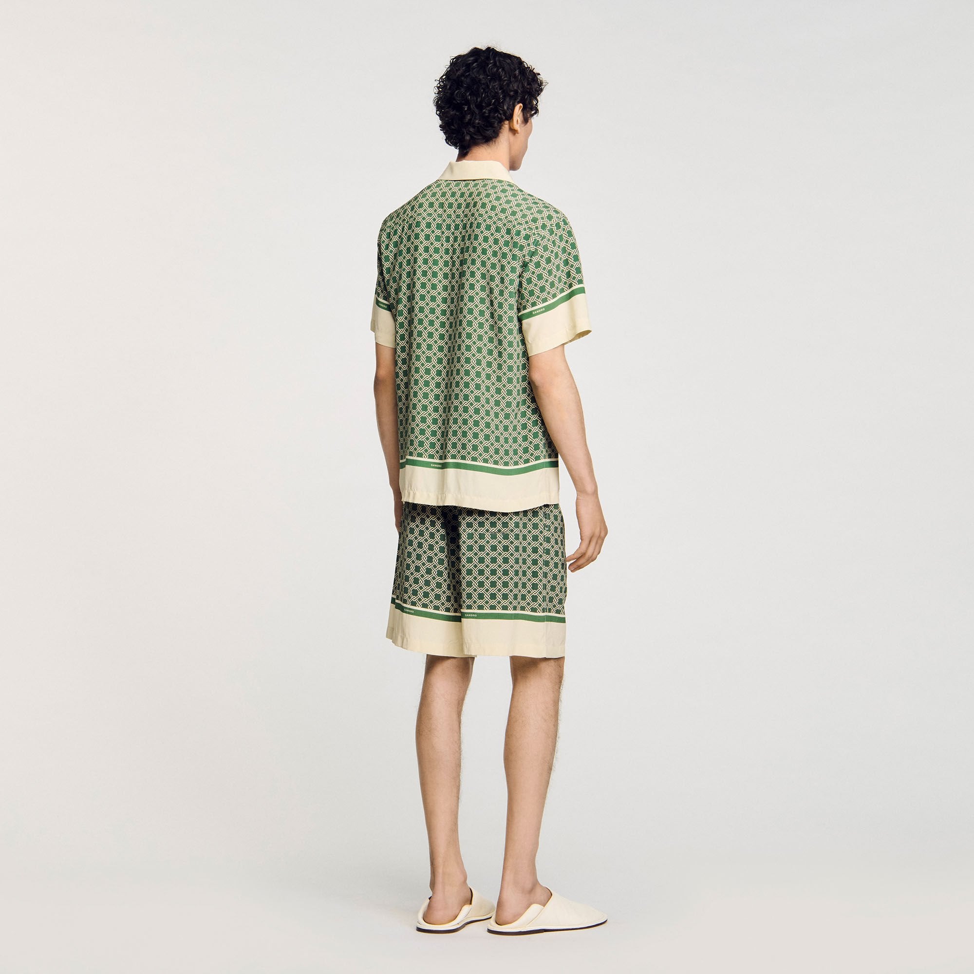 Short-sleeved patterned shirt Super Green Sandro Men