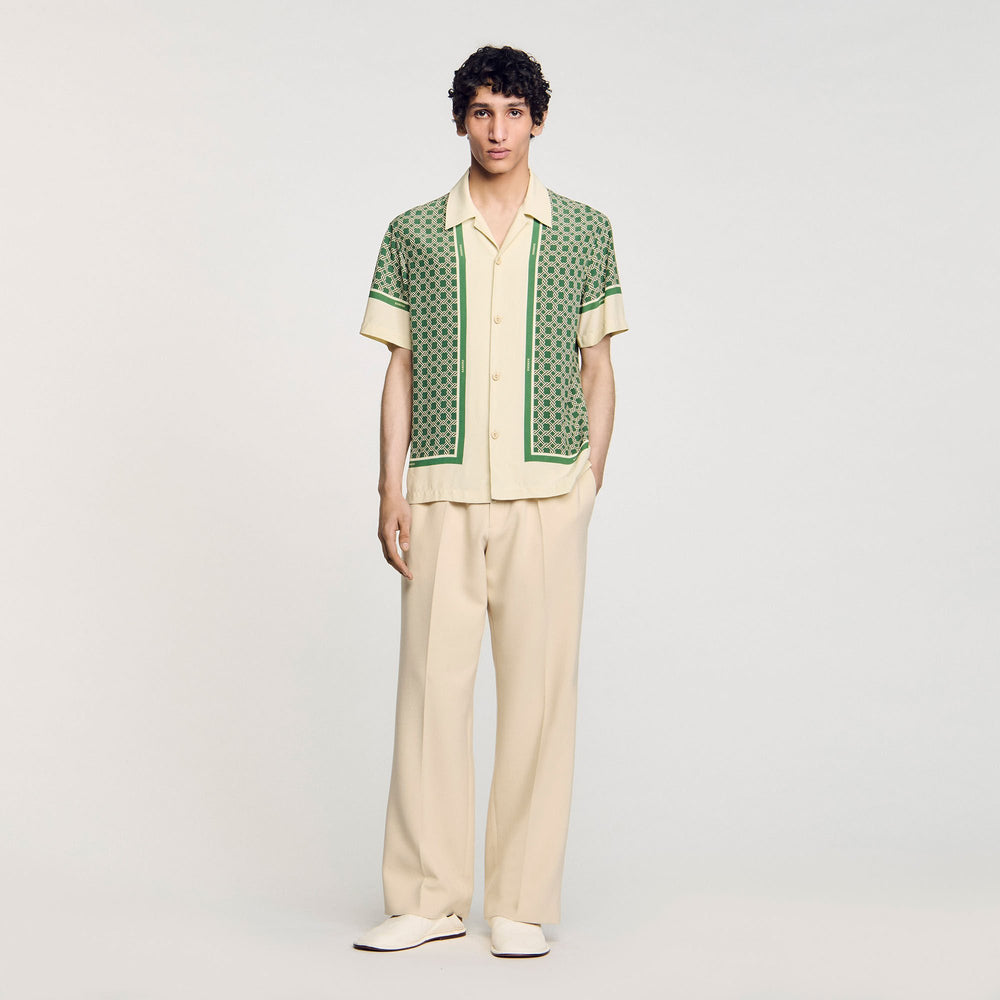 Short-sleeved patterned shirt Super Green Sandro Men