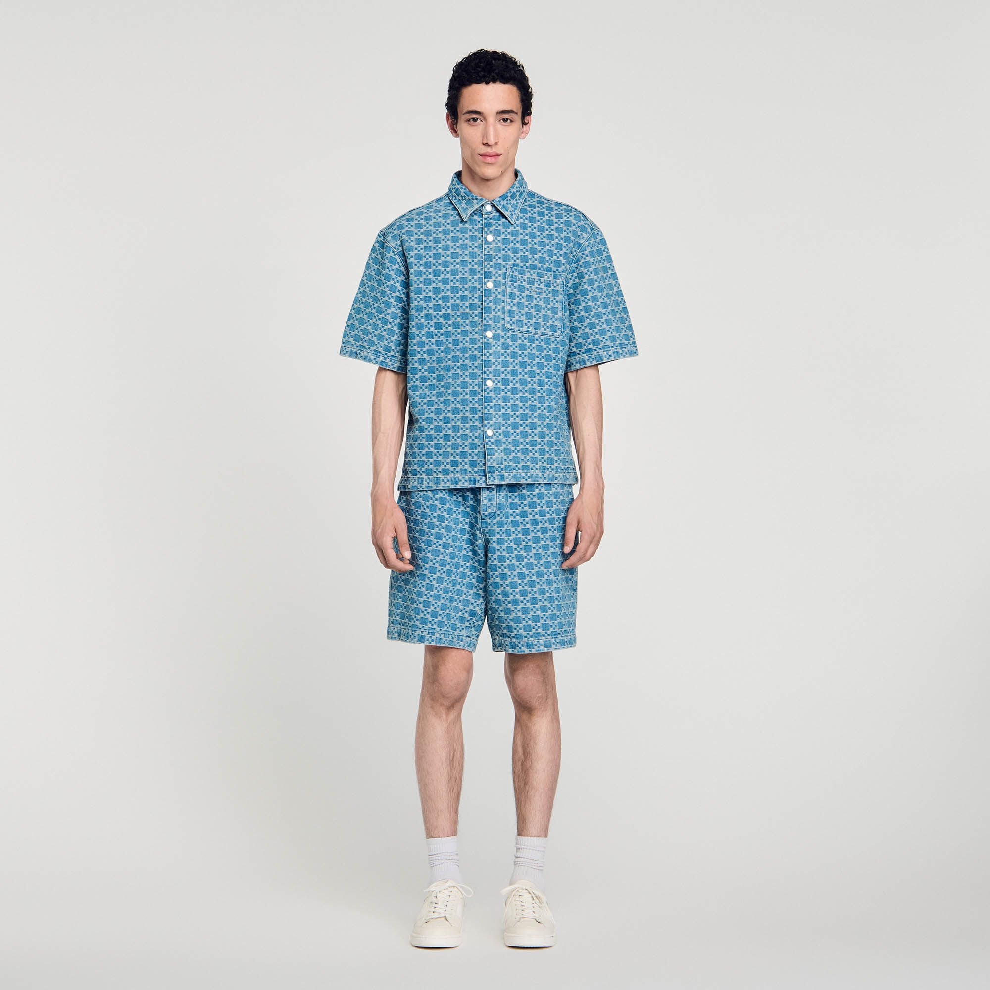 Square cross denim shirt Sky Blue Sandro Men