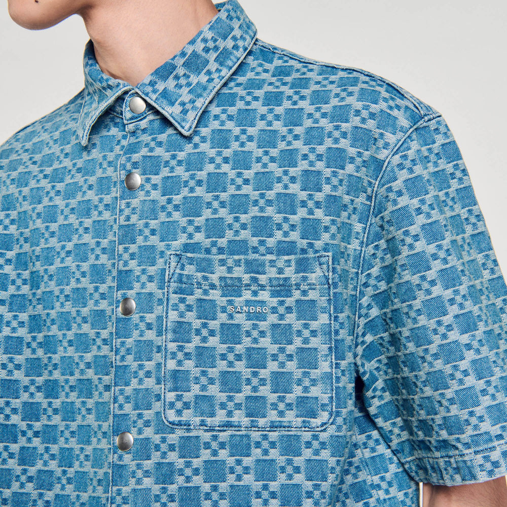 Square cross denim shirt Sky Blue Sandro Men