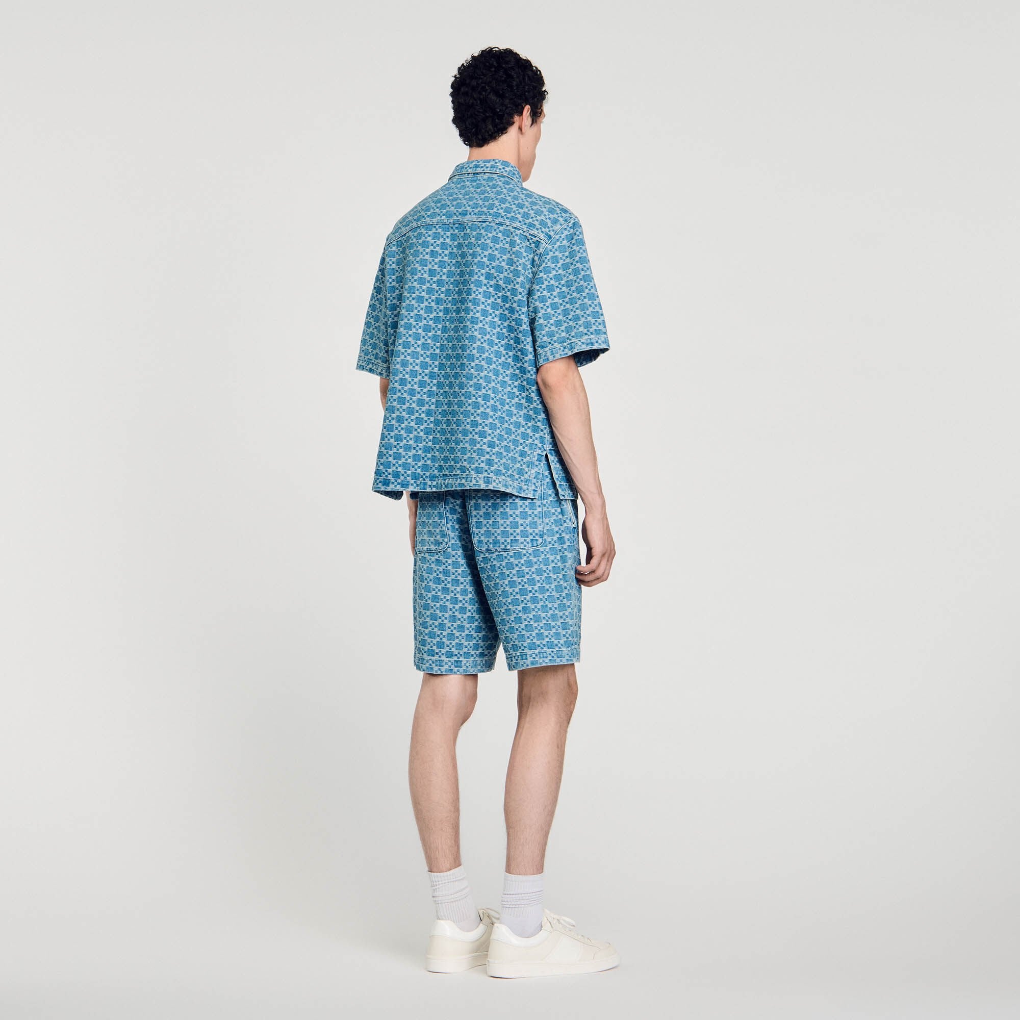 Square cross denim shirt Sky Blue Sandro Men
