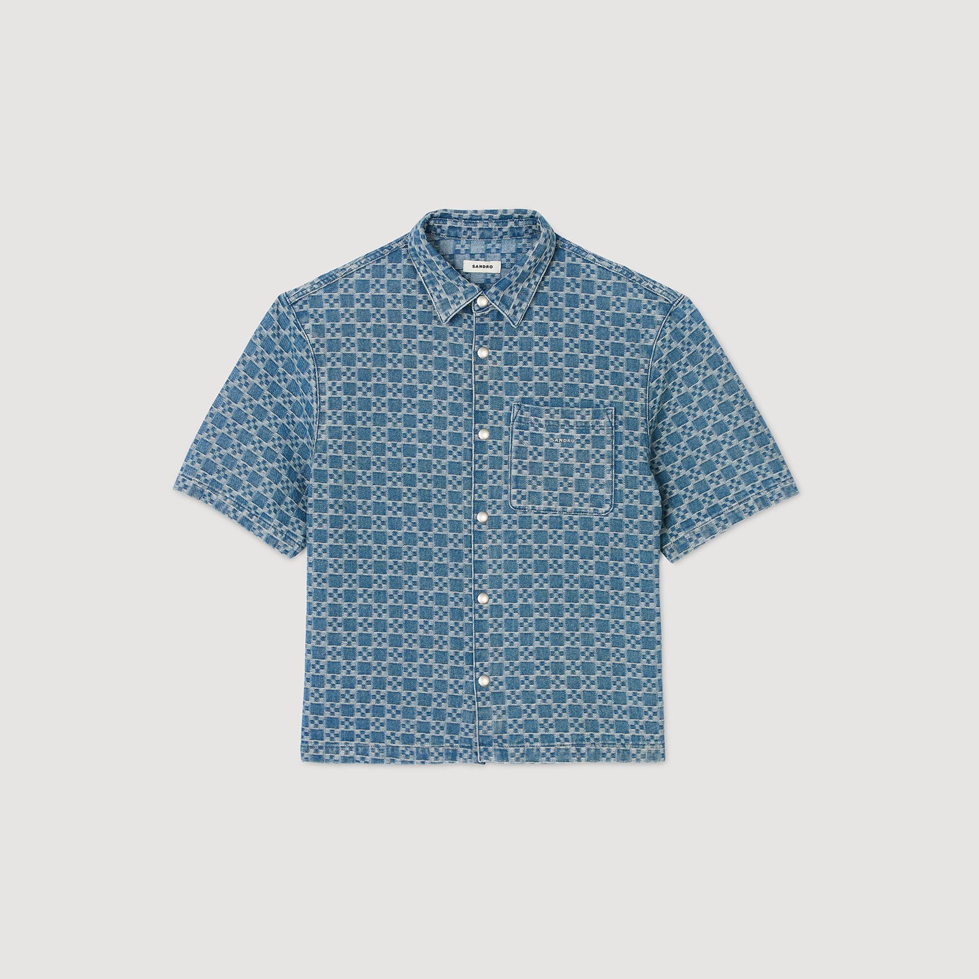 Square cross denim shirt Sky Blue Sandro Men
