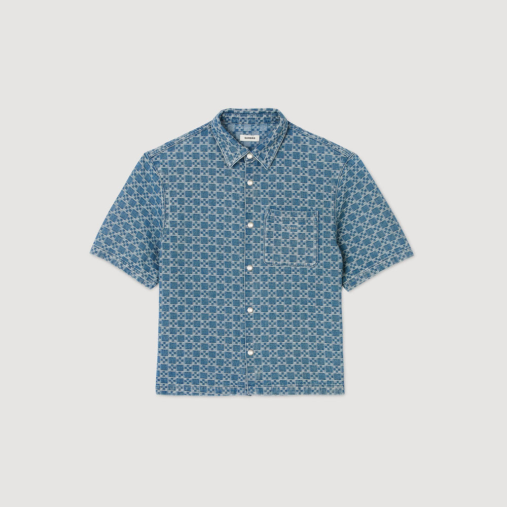 Square cross denim shirt Sky Blue Sandro Men
