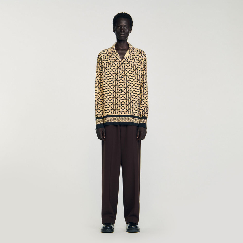Printed loose-fit shirt Beige Sandro Men