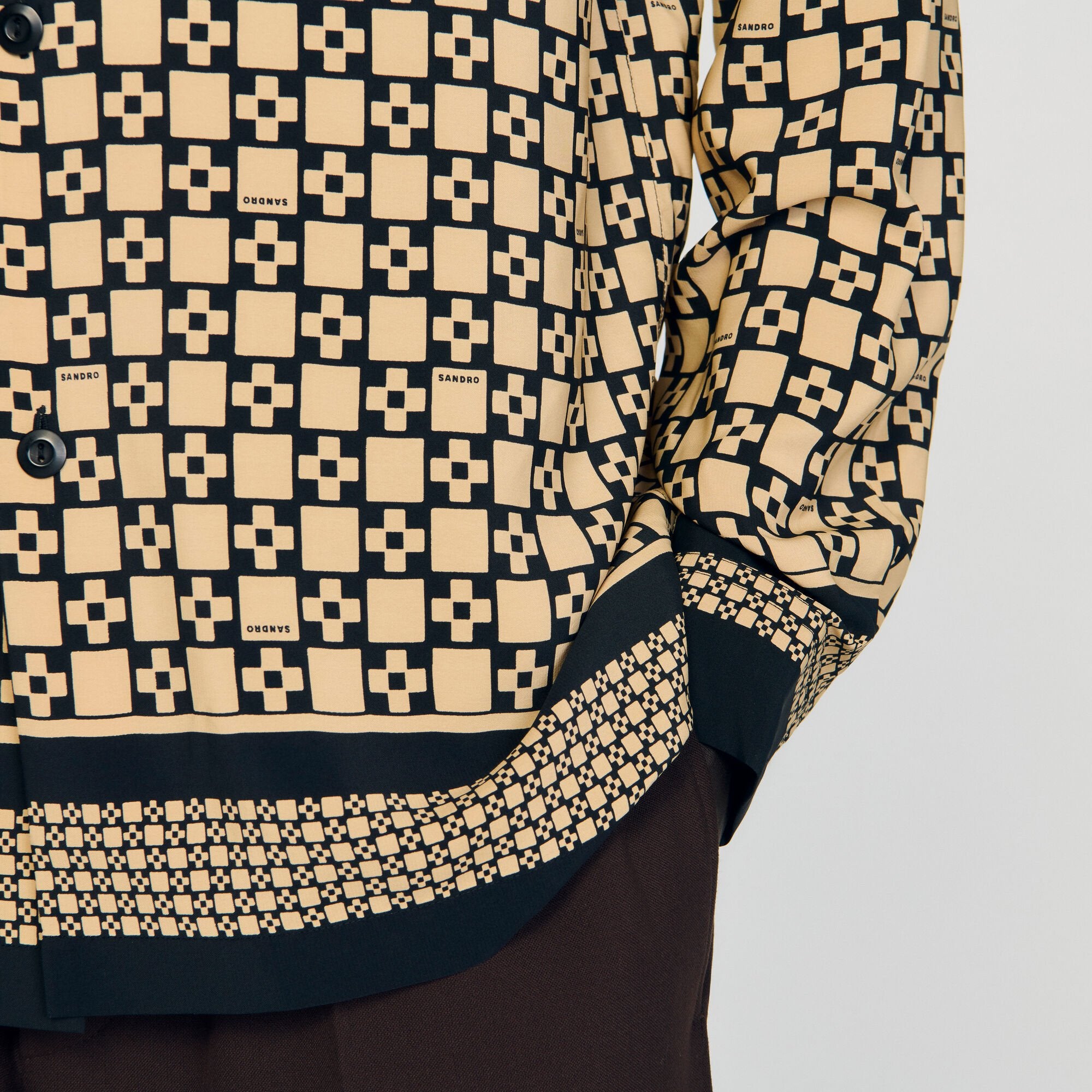 Printed loose-fit shirt Beige Sandro Men