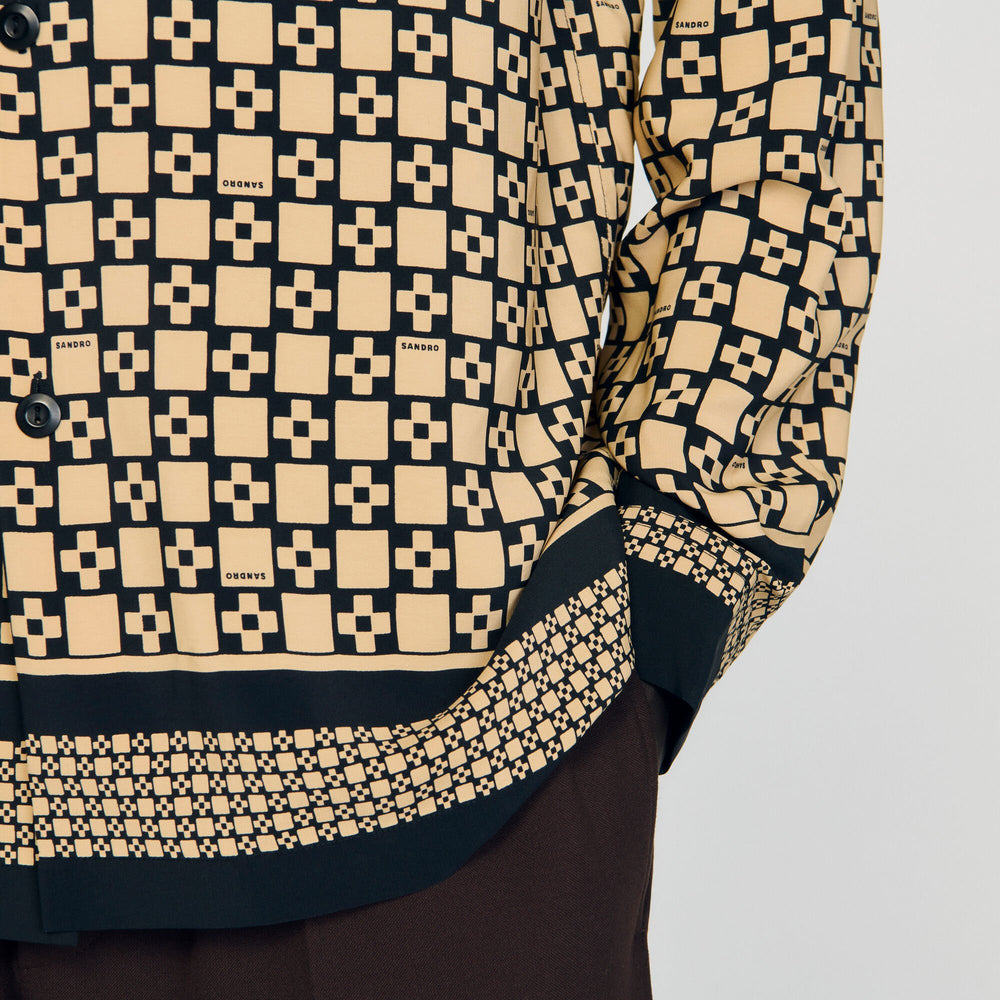 Printed loose-fit shirt Beige Sandro Men