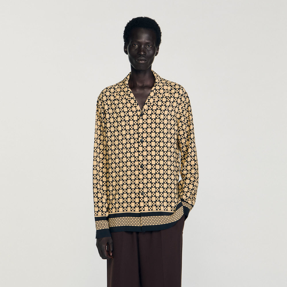 Printed loose-fit shirt Beige Sandro Men