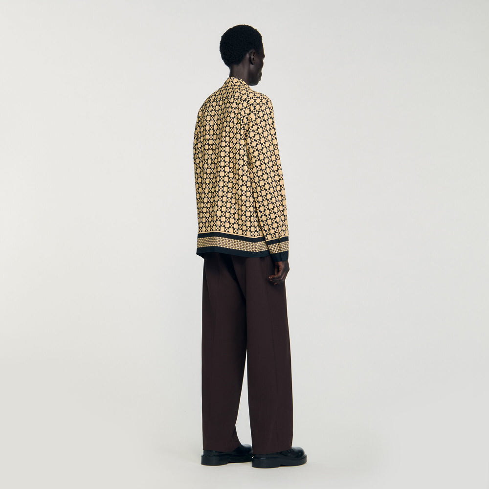 Printed loose-fit shirt Beige Sandro Men