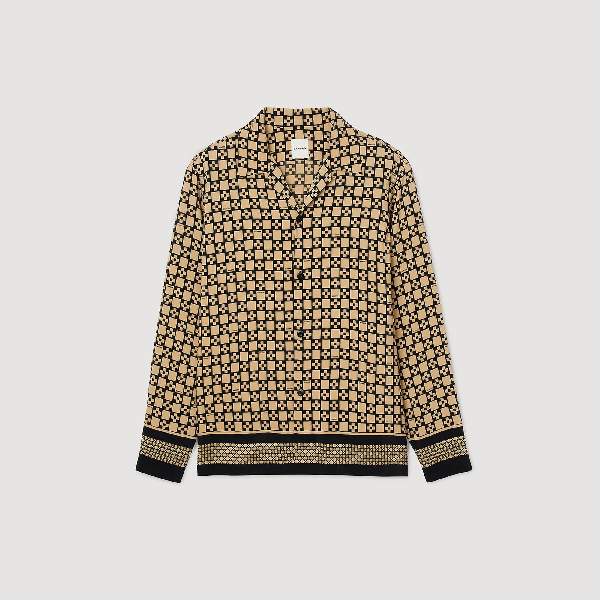 Printed loose-fit shirt Beige Sandro Men