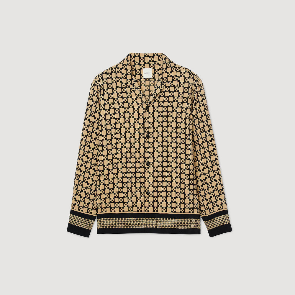 Printed loose-fit shirt Beige Sandro Men