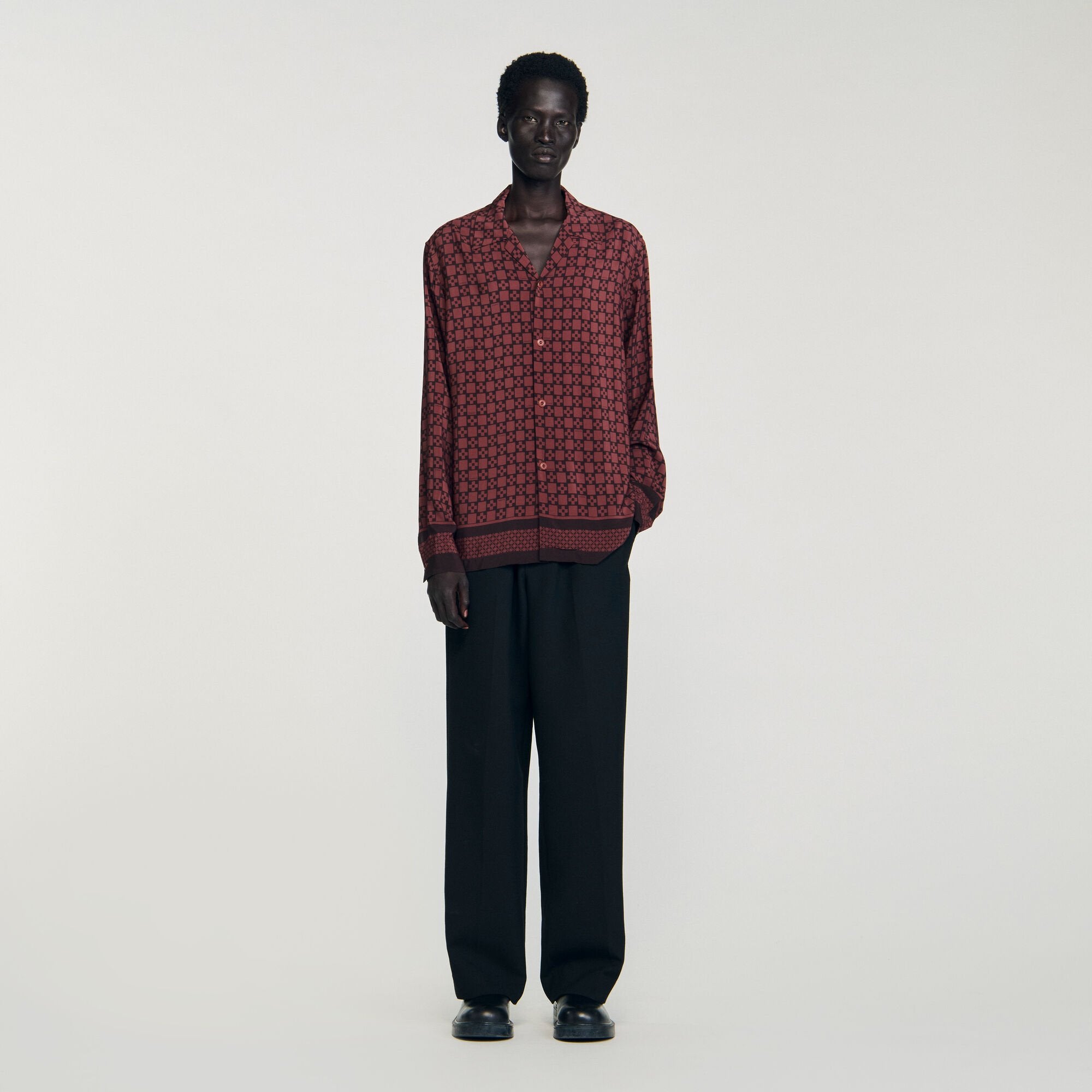 Printed loose-fit shirt Cognac Sandro Men