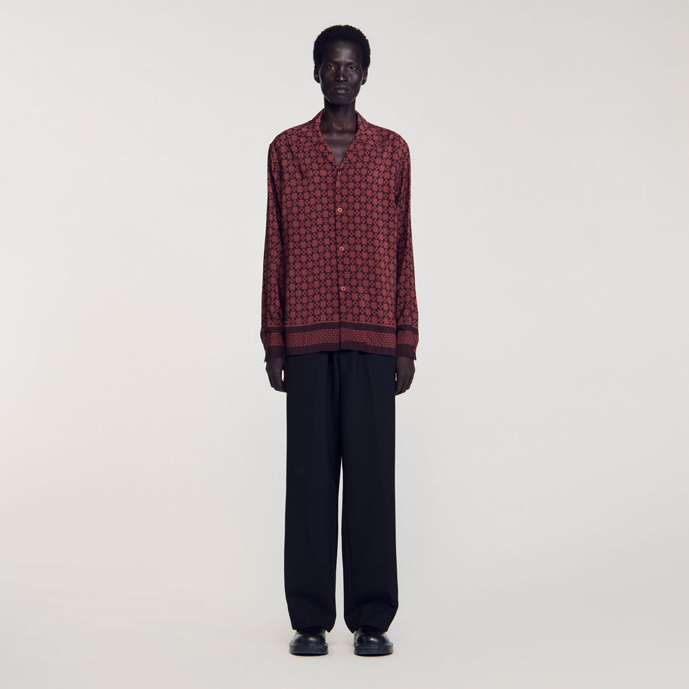 Printed loose-fit shirt Cognac Sandro Men