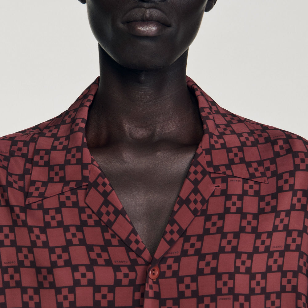 Printed loose-fit shirt Cognac Sandro Men