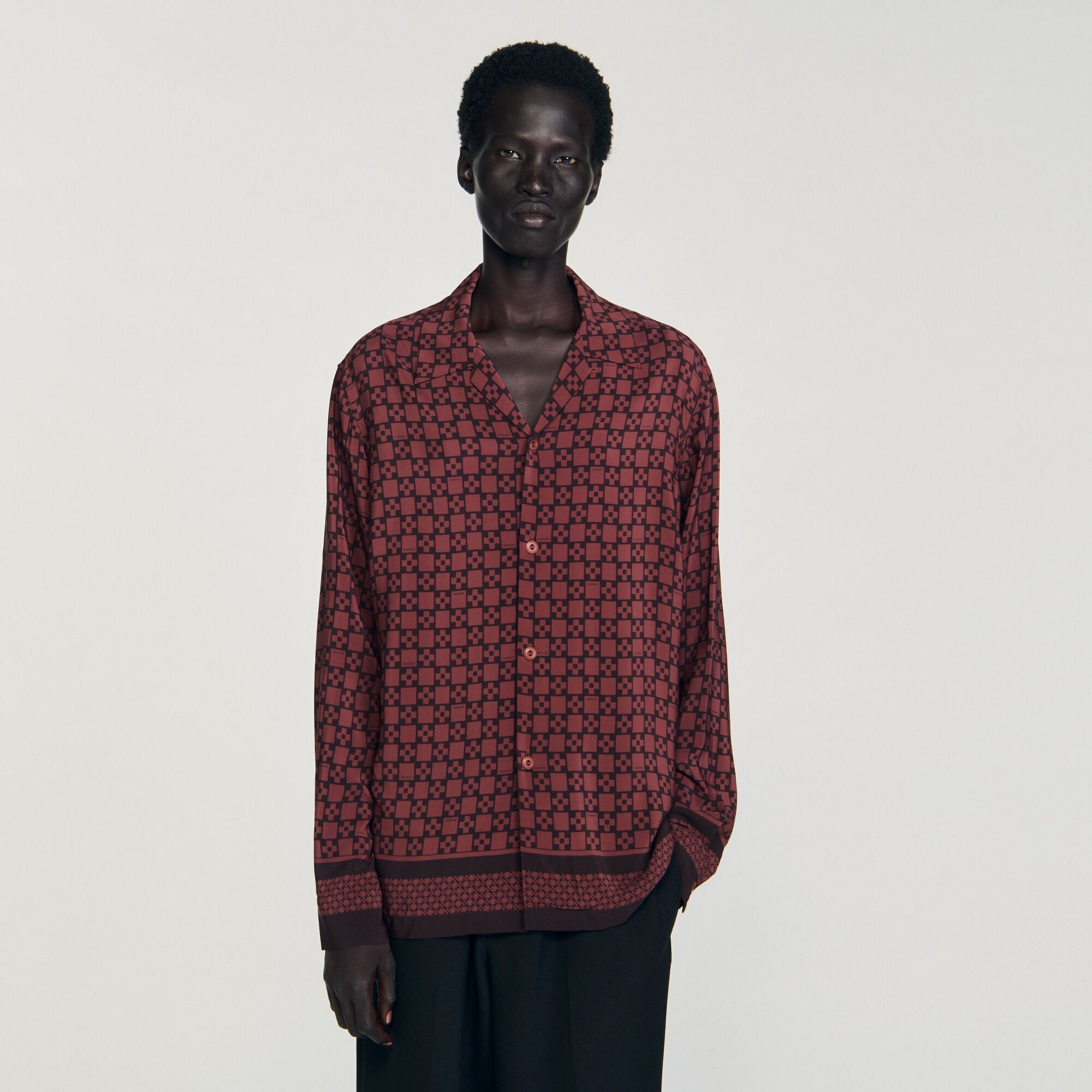 Printed loose-fit shirt Cognac Sandro Men