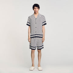 Square Cross motif flowing shirt Black Sandro Men