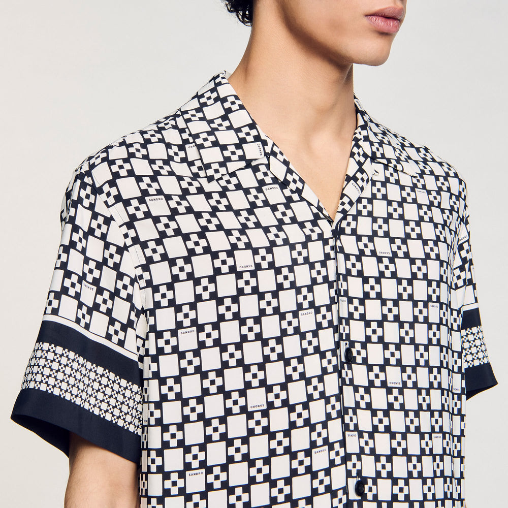 Square Cross motif flowing shirt Black Sandro Men