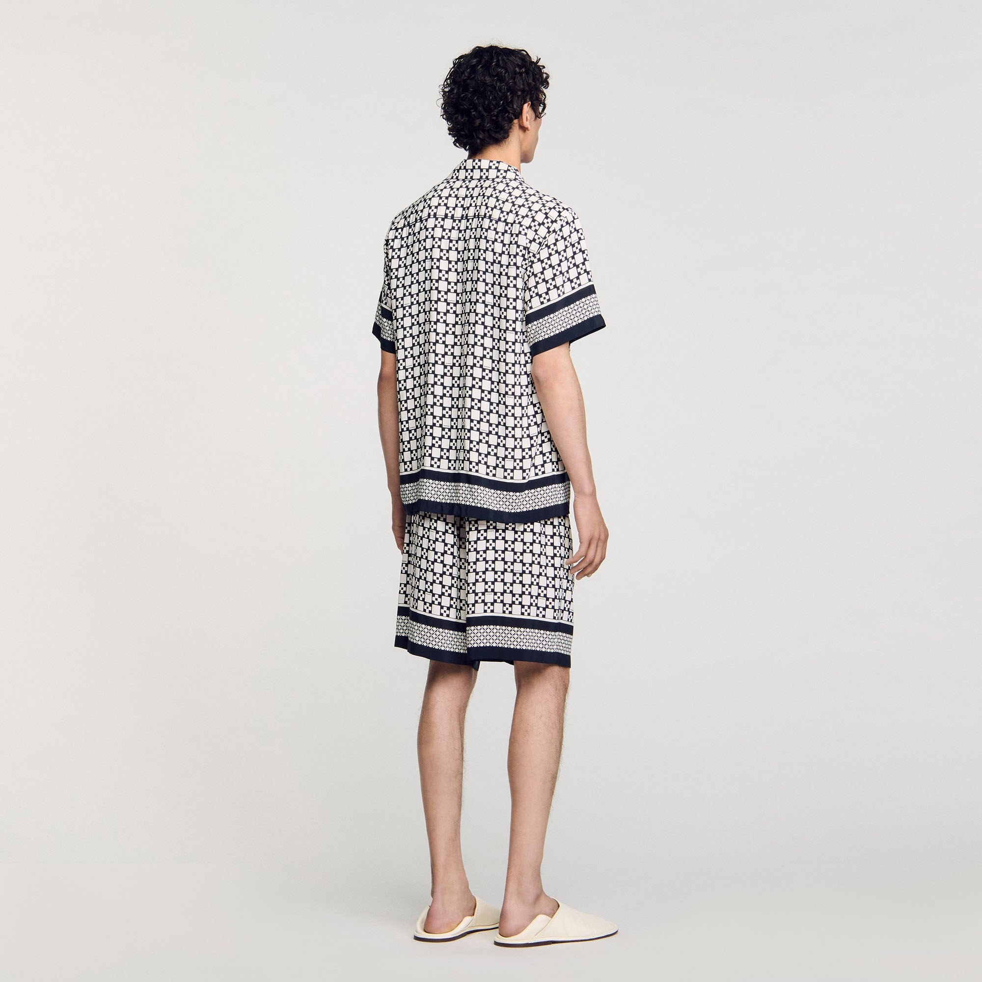 Square Cross motif flowing shirt Black Sandro Men