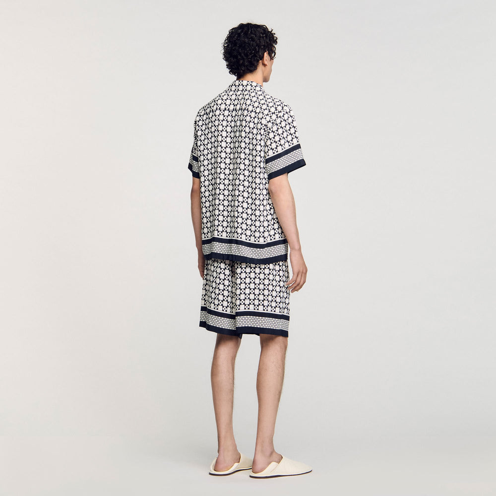 Square Cross motif flowing shirt Black Sandro Men