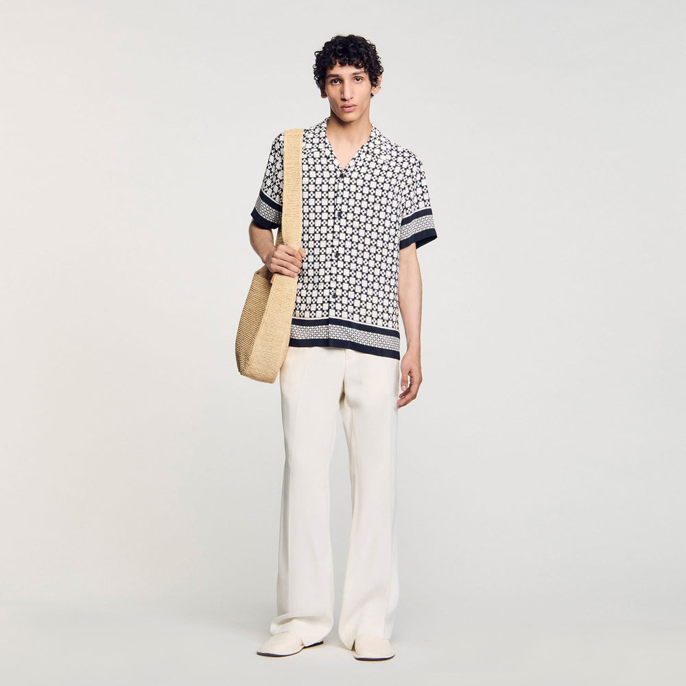 Square Cross motif flowing shirt Black Sandro Men