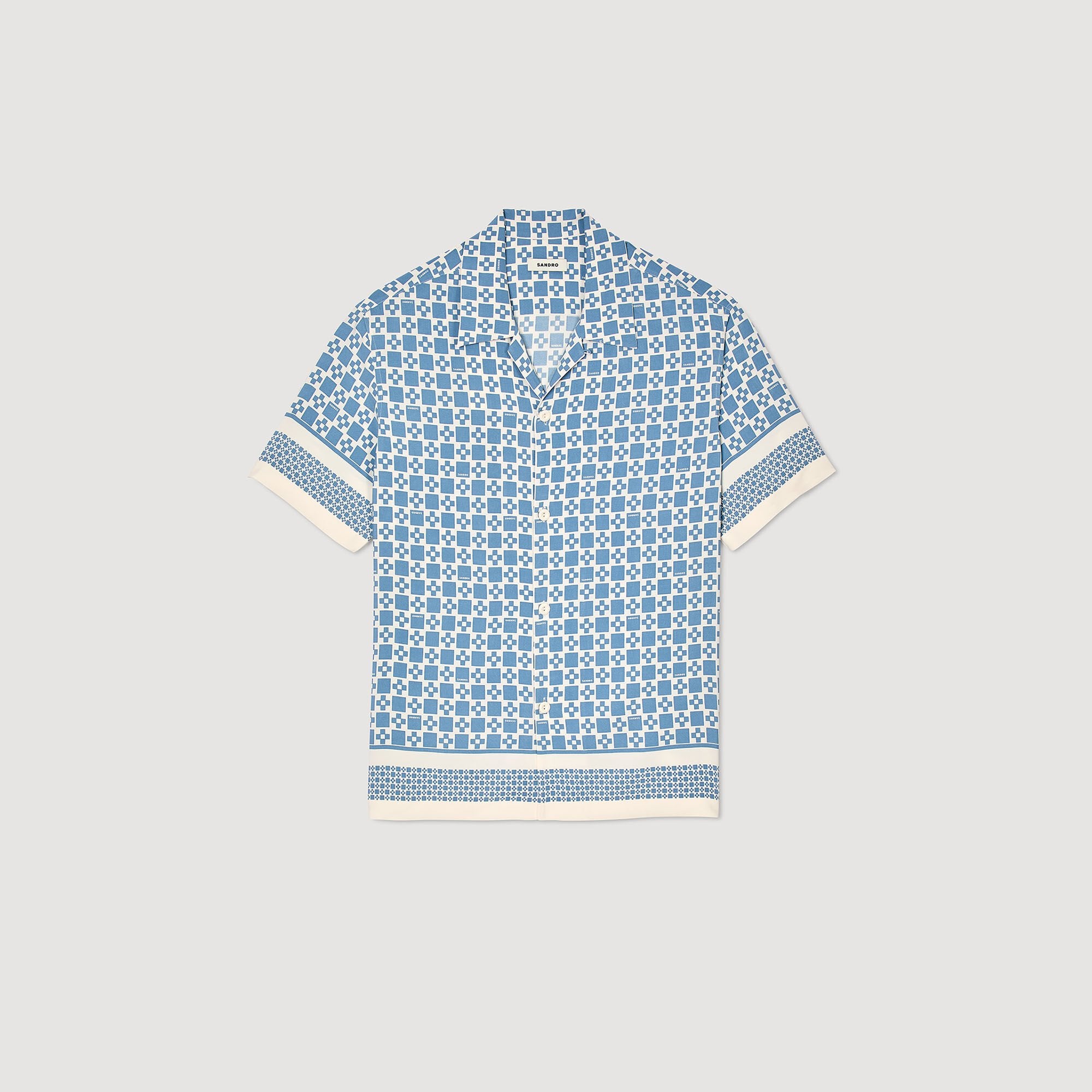 Square Cross motif flowing shirt Blue Sky Sandro Men