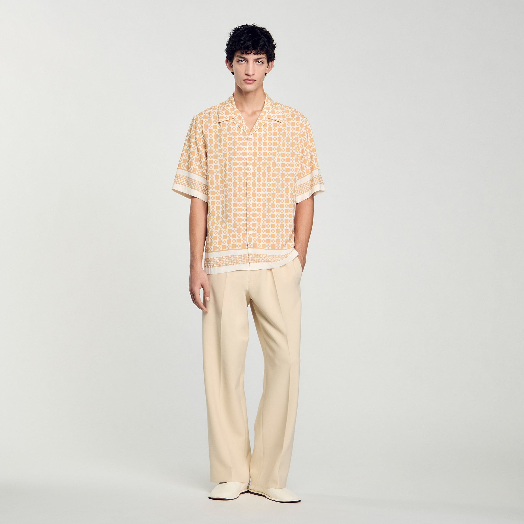 Square Cross motif flowing shirt Fire Sandro Men