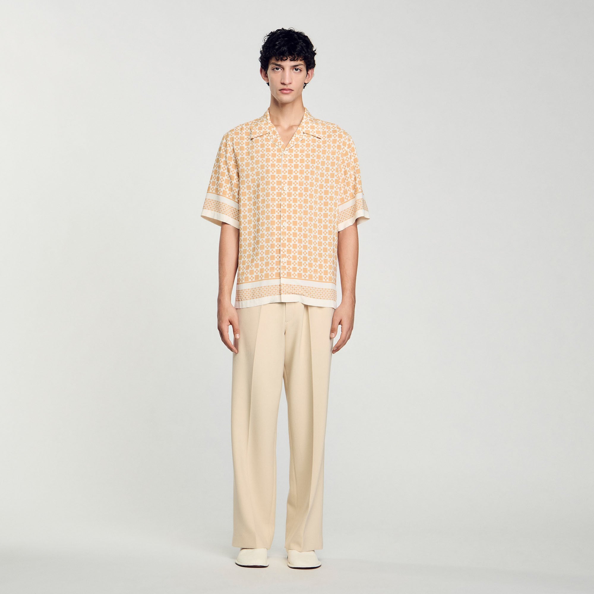 Square Cross motif flowing shirt Fire Sandro Men