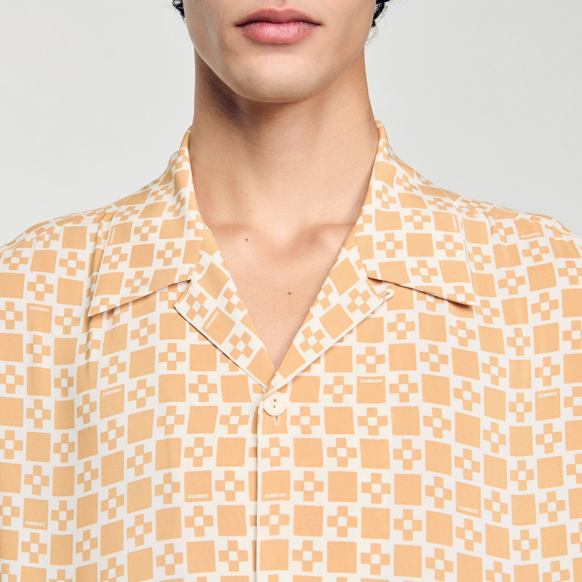 Square Cross motif flowing shirt Fire Sandro Men
