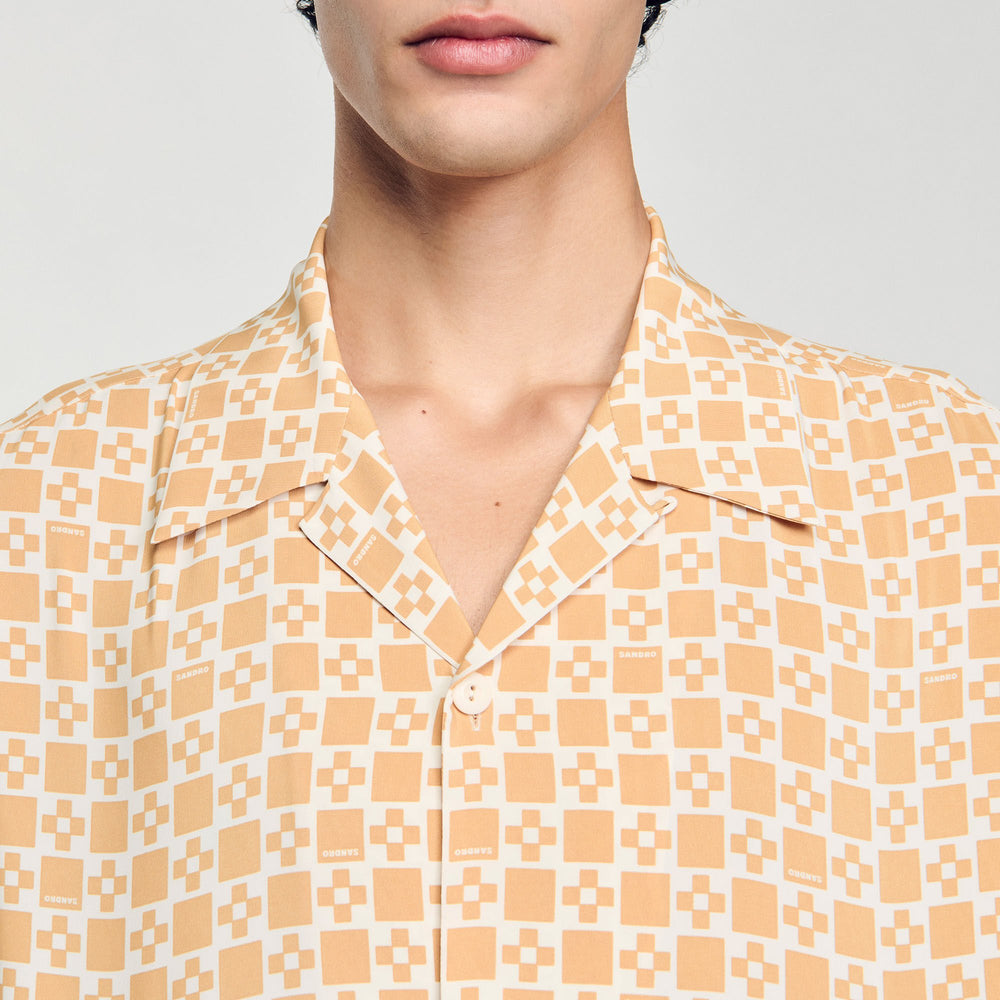 Square Cross motif flowing shirt Fire Sandro Men