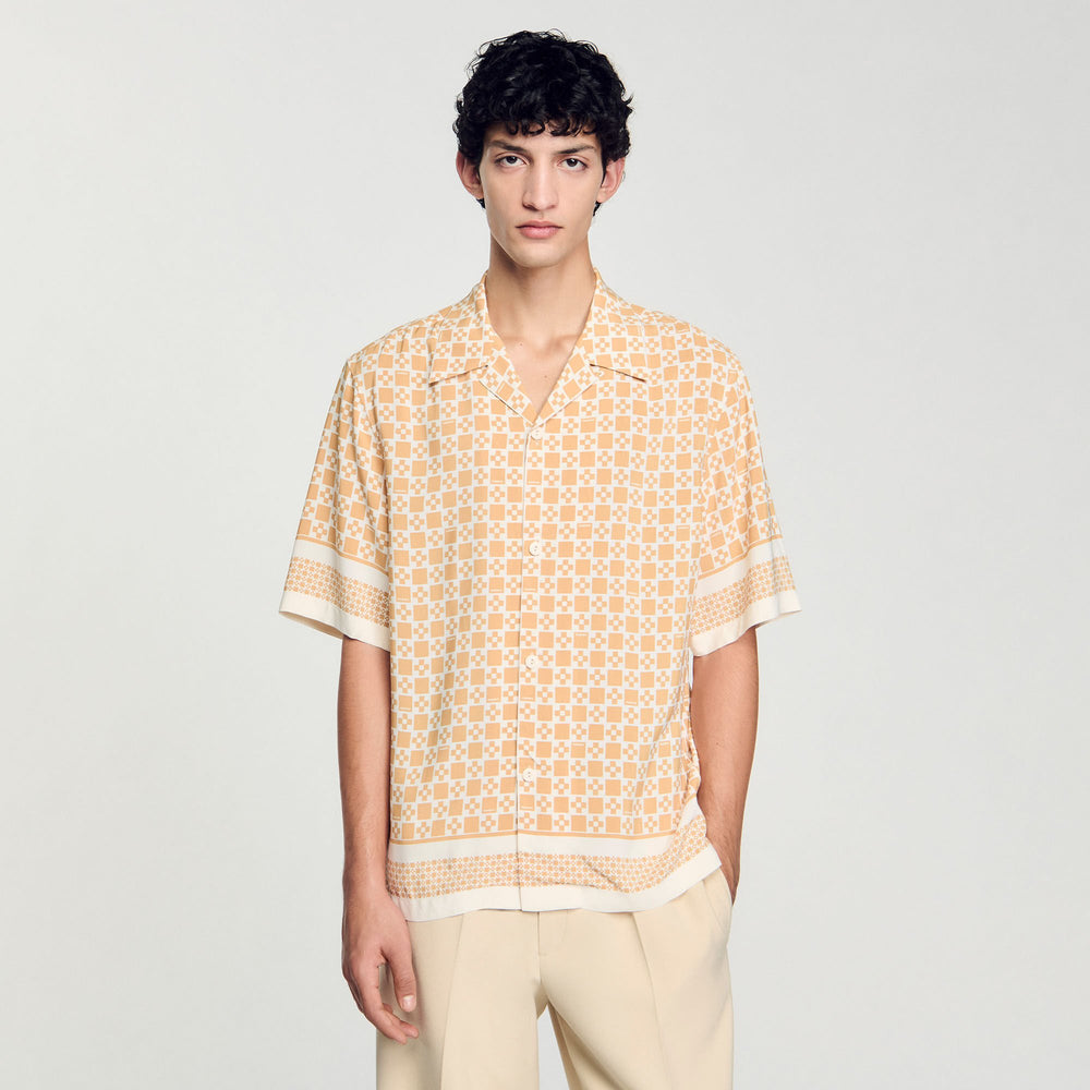 Square Cross motif flowing shirt Fire Sandro Men