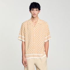 Square Cross motif flowing shirt Fire Sandro Men