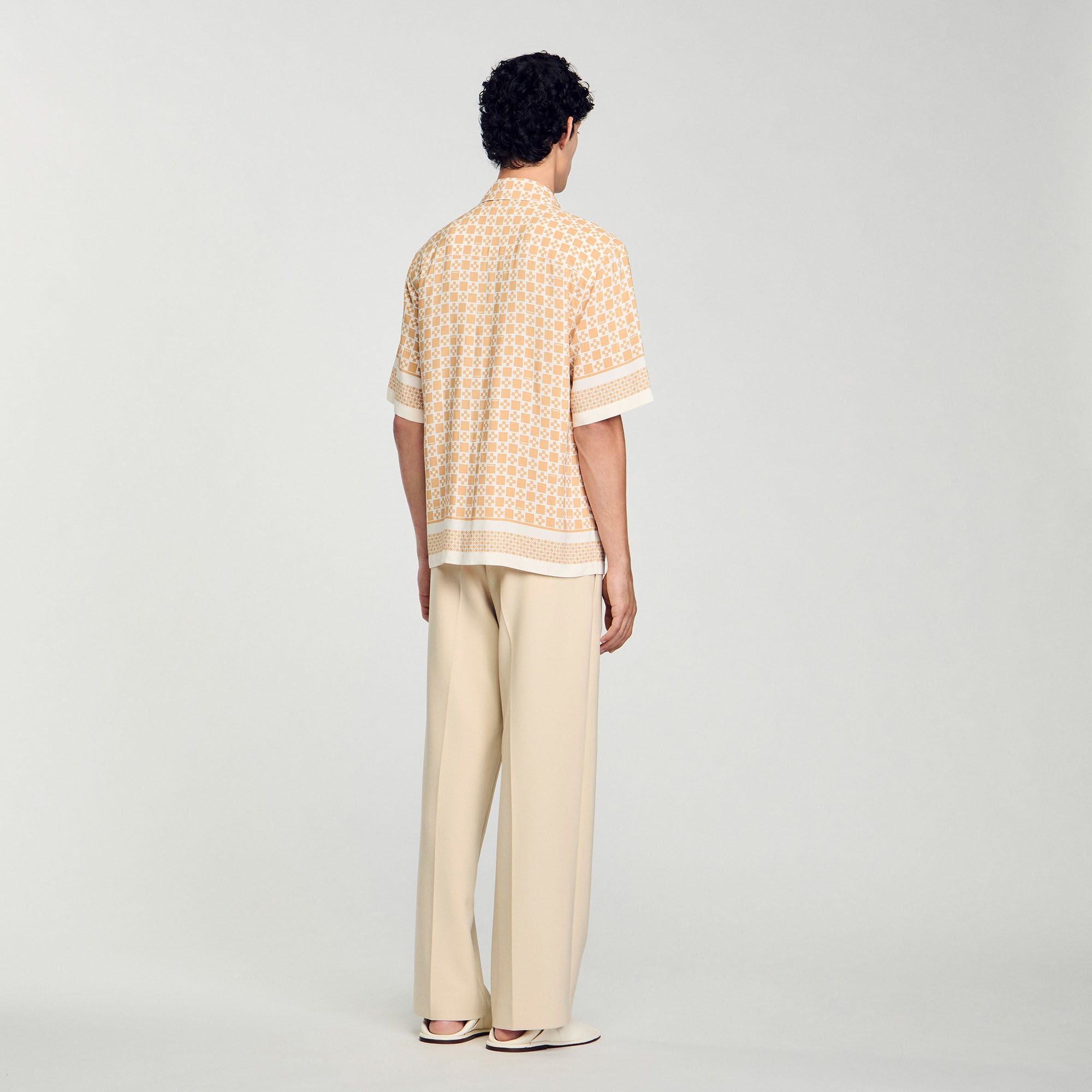 Square Cross motif flowing shirt Fire Sandro Men