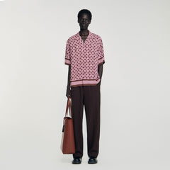 Square Cross motif flowing shirt Baby Pink Sandro Men