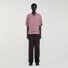 Square Cross motif flowing shirt Baby Pink Sandro Men
