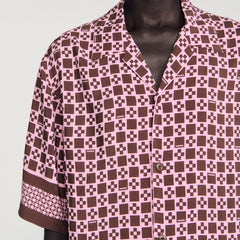 Square Cross motif flowing shirt Baby Pink Sandro Men