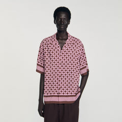 Square Cross motif flowing shirt Baby Pink Sandro Men