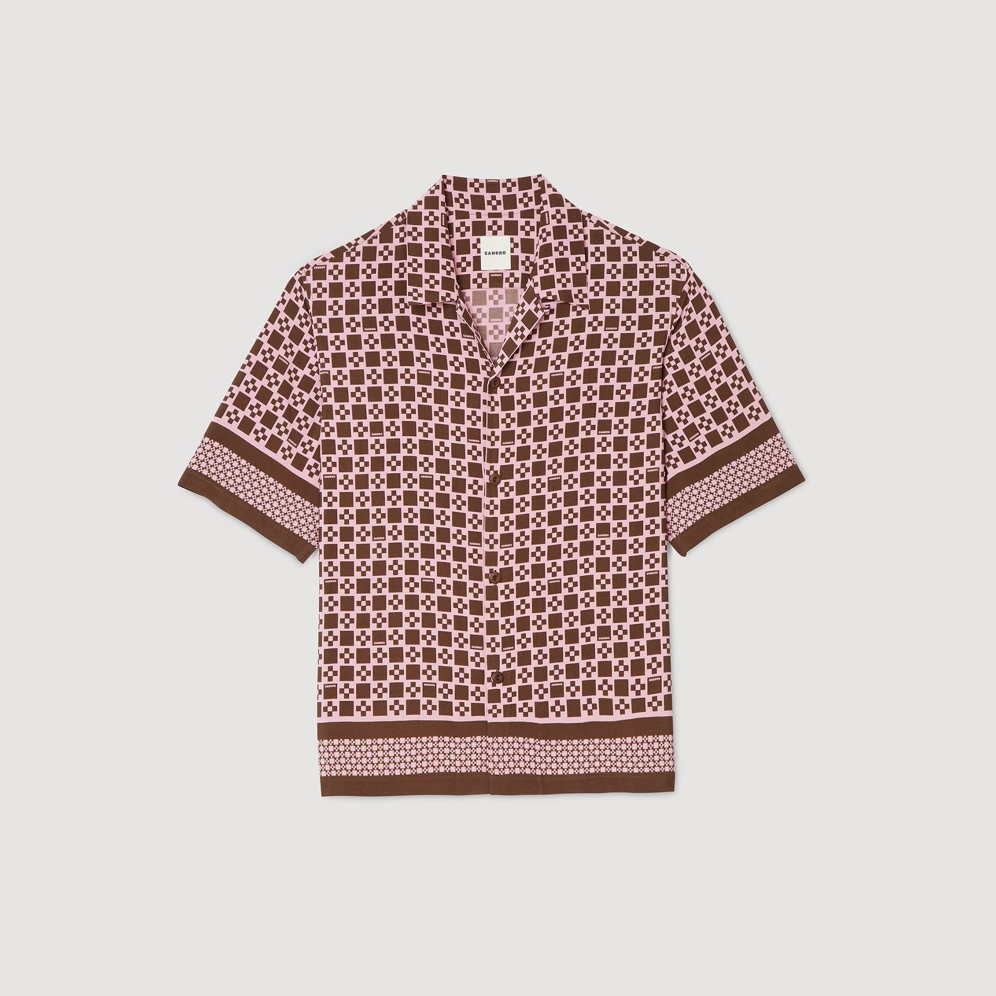 Square Cross motif flowing shirt Baby Pink Sandro Men